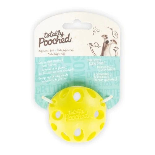 Messy Mutts ''Totally Pooched, Huff'n Puff Ball'' Jouet balle pour chien - Verte
