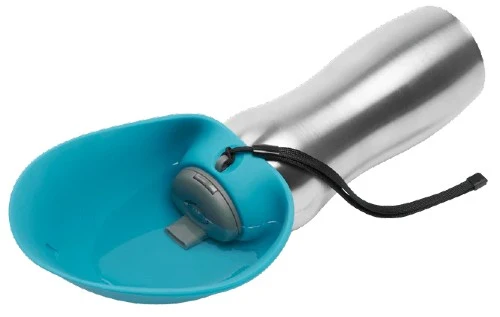 Messy Mutts Abreuvoir de voyage en acier inoxydable - Bleu