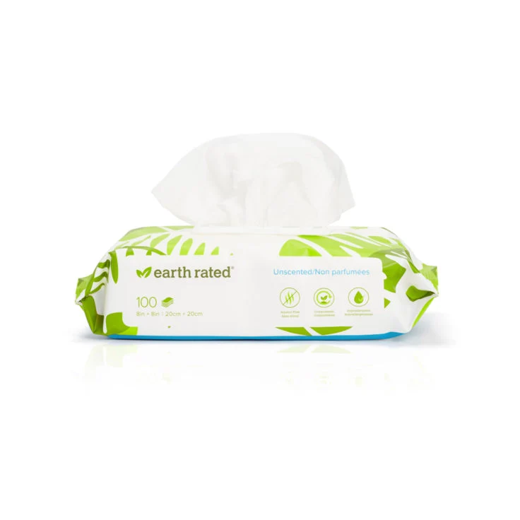 Earth Rated - Lingette Nettoyante Non Parfumé - 100 lingettes - Chien