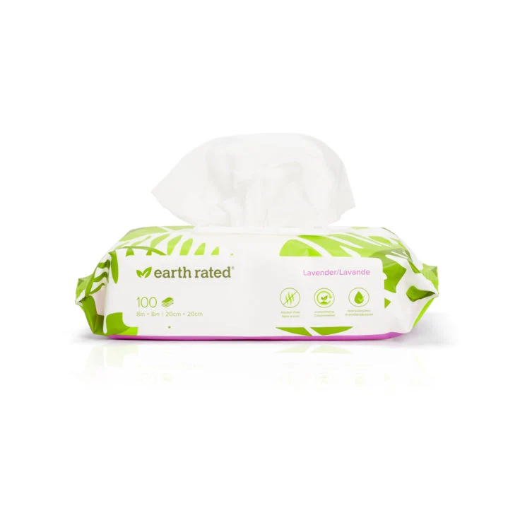 Earth Rated - Lingette Nettoyante à la Lavande - 100 lingettes - Chien