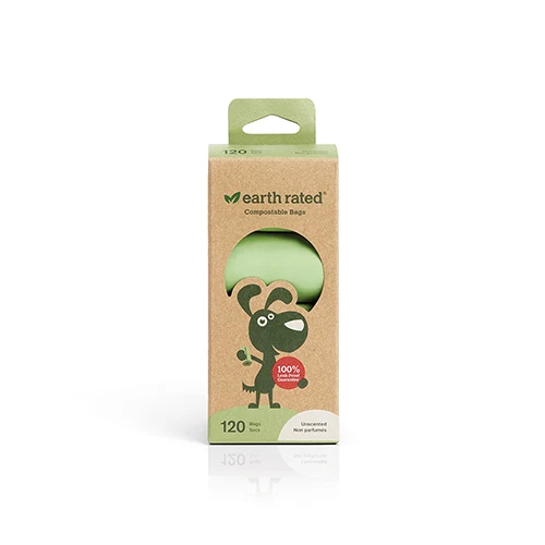 Earth Rated - 120 Sacs de ramassage - Non Parfumés - Compostable - Chien