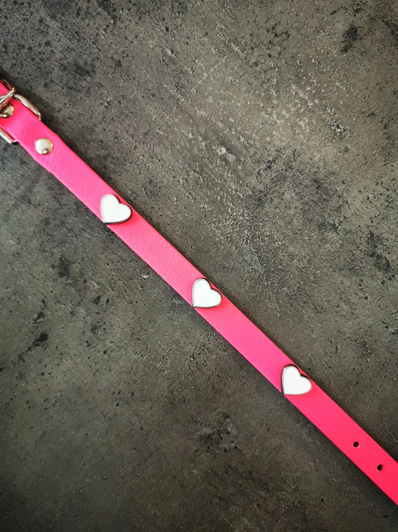 Hot Dogs All Dressed - Collier - Cuir Vegan (Végétalien) - 12'' - Fushia (Rose) - Chien