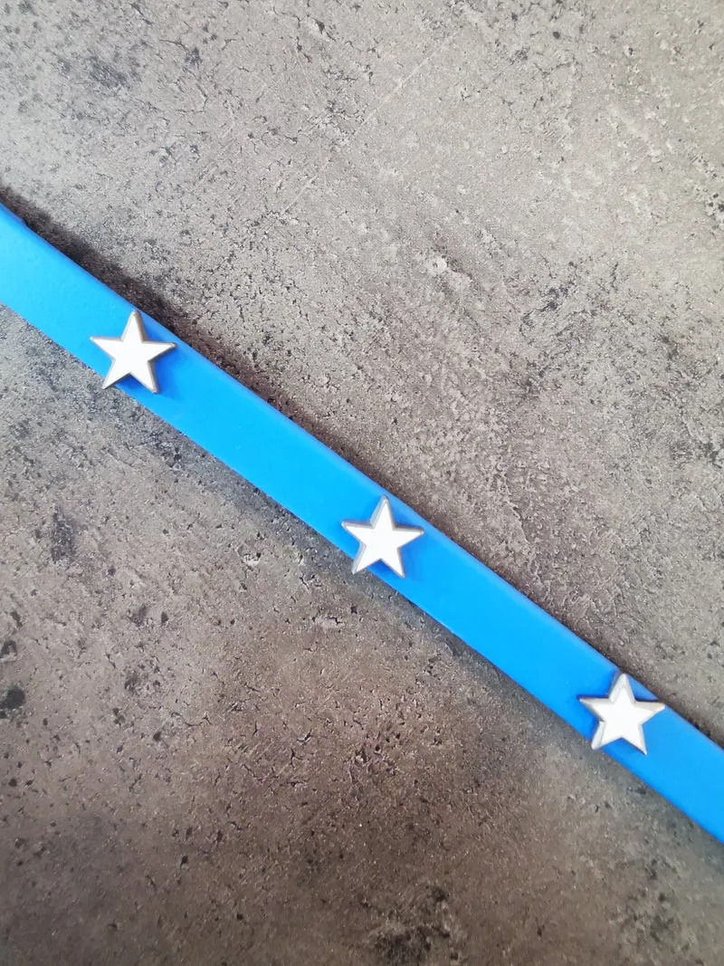 Hot Dogs All Dressed - Collier - Cuir Vegan (Végétalien) - 12'' - Bleu Ciel - Chien