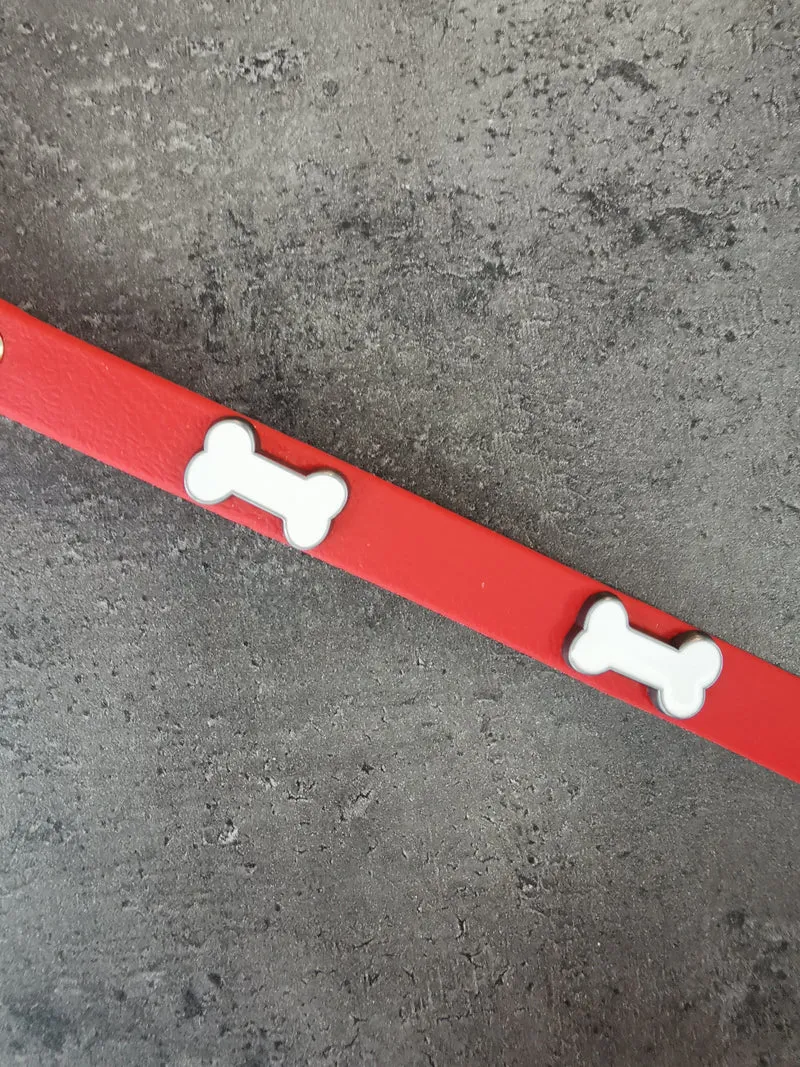 Hot Dogs All Dressed - Collier - Cuir Vegan (Végétalien) - 10'' - Rouge - Chien