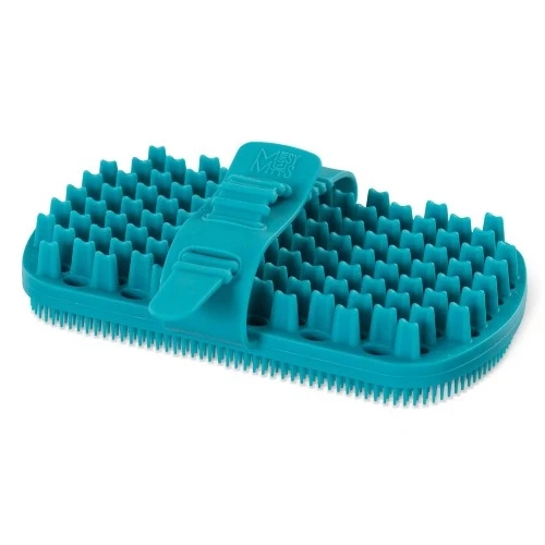 Messy Mutts Brosse de toilettage à double face en silicone - Bleue