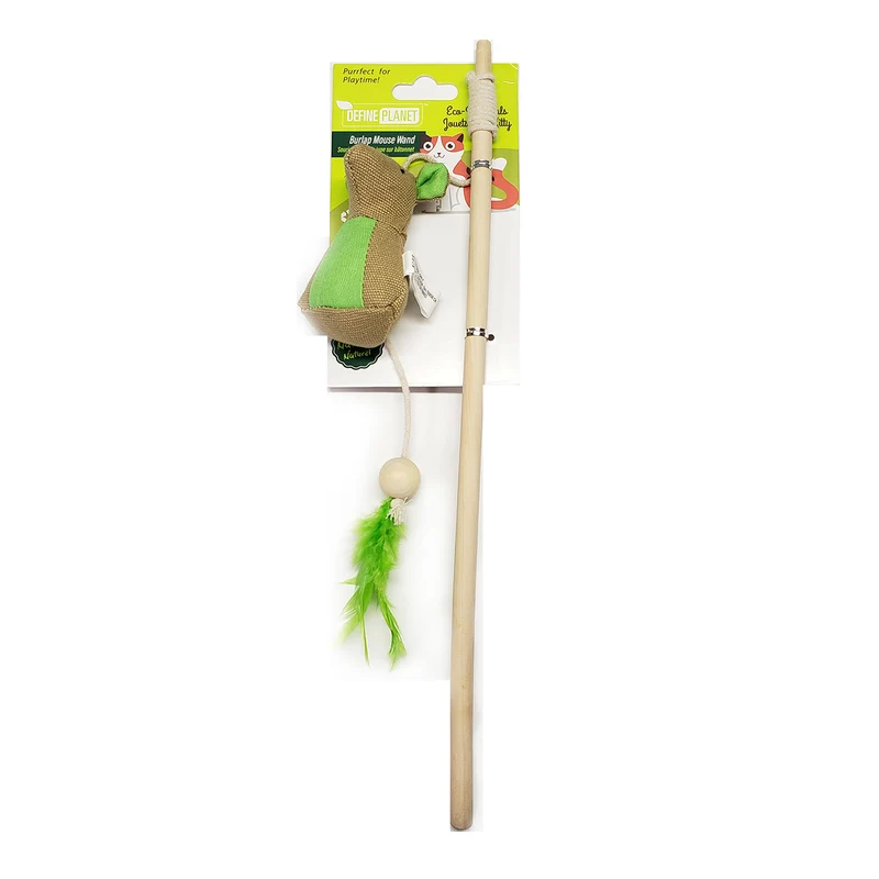 Define Planet - Souris en toile de Jute sur Bâton - Herbe à Chat - Chat