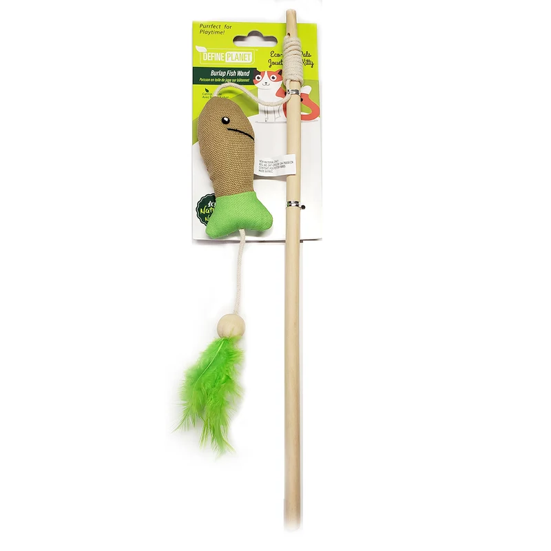 Define Planet - Poisson en toile de Jute sur Bâton - Herbe à Chat - Chat
