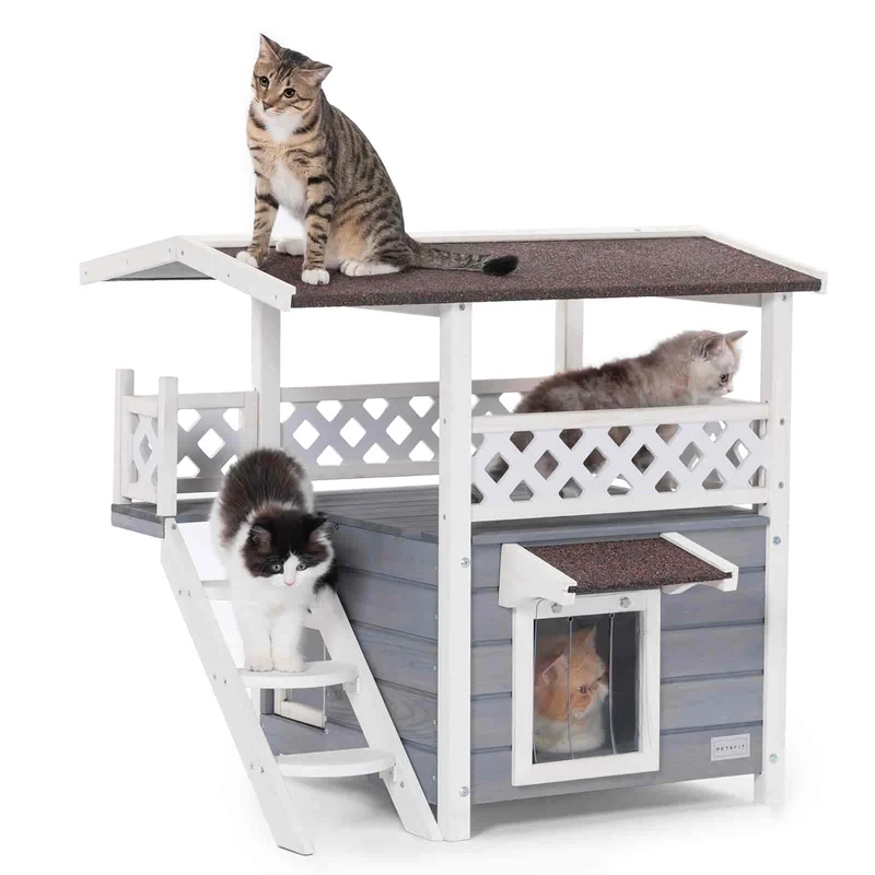PETSFIT Outside Cat House 2 Story Perfect for Multi Cats