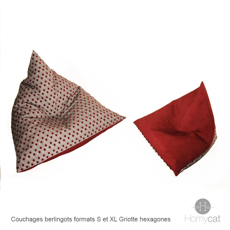 Berlingot Griotte Hexagones - Couchage pouf chat design