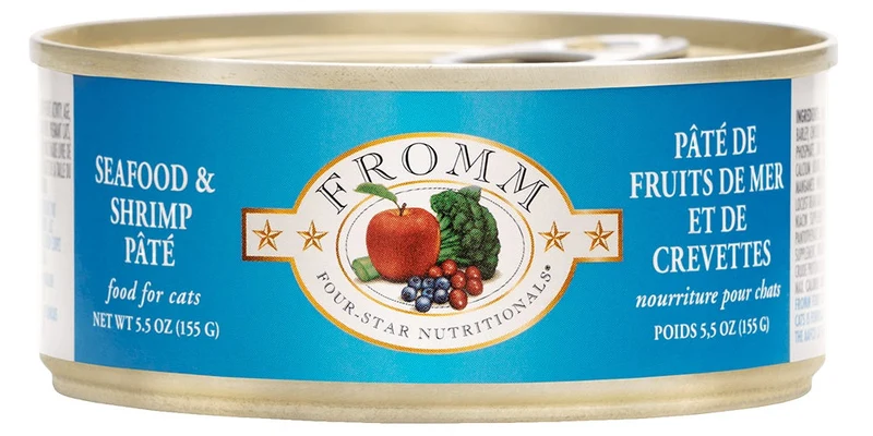 Conserve pour chat Fromm Four Stars- Caisse de 12- Pâté fruits de mer et crevette 5.5oz