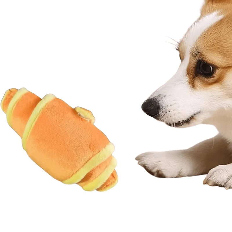 Jouet peluche croissant pour chien, sonore et cache-friandises