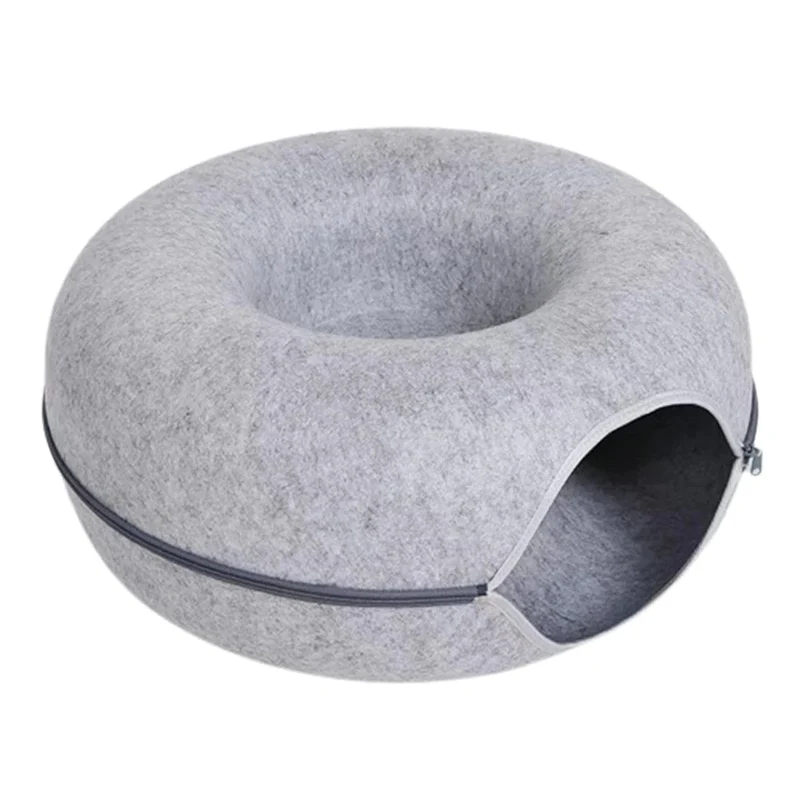 Lit beignet 2 en 1 pour chat et petit chien, tunnel douillet