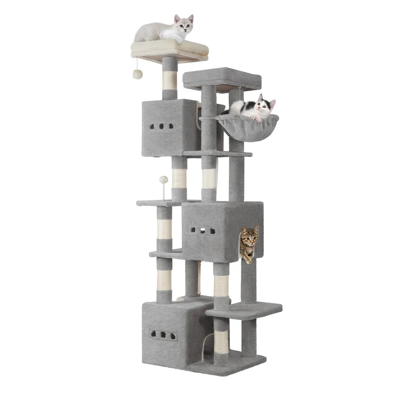 Arbre à chat XXL 193 cm – tour 7 niveaux avec niches et griffoirs