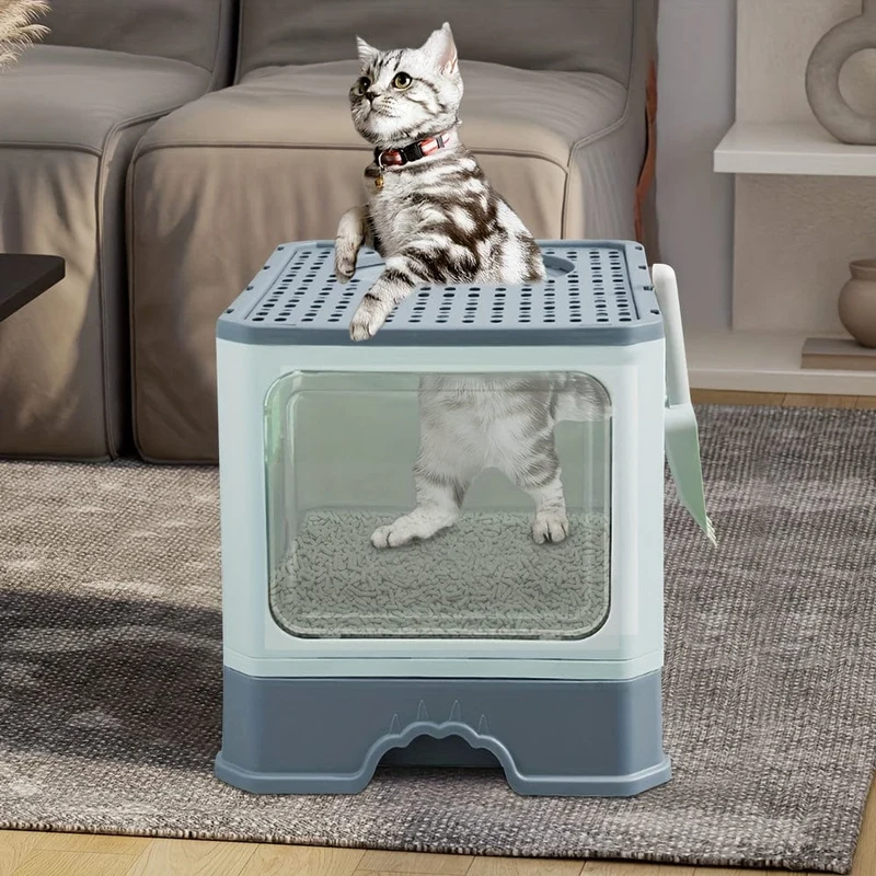 Litière XXL pliable pour chat avec tiroir amovible