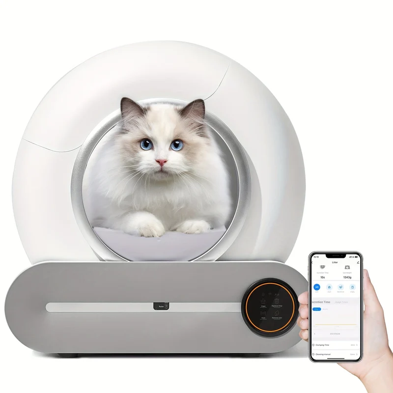 Litière automatique connectée pour chat, auto-nettoyante