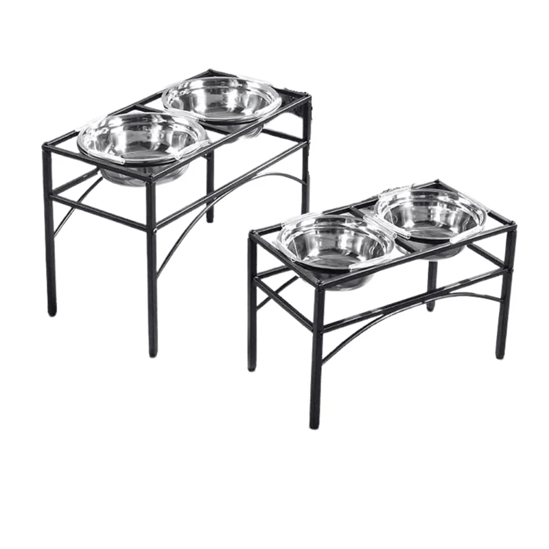 Station d’alimentation surélevée pour chien – double gamelle en inox