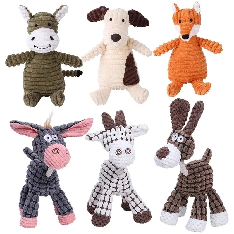 Jouet en peluche velours côtelé pour chien – résistant & grinçant