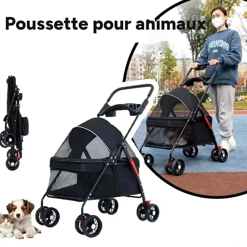 Poussette pliable et légère pour chiens et chats