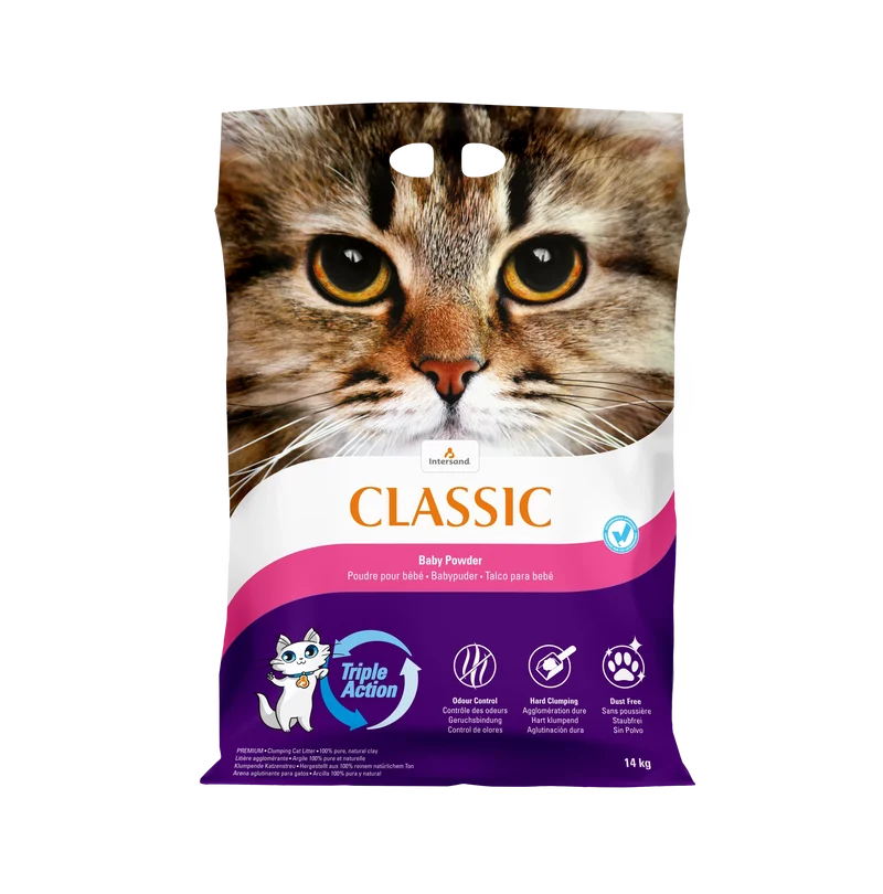Intersand Classic - Parfum de Poudre de Bébé - Litière Agglomérante pour Chats