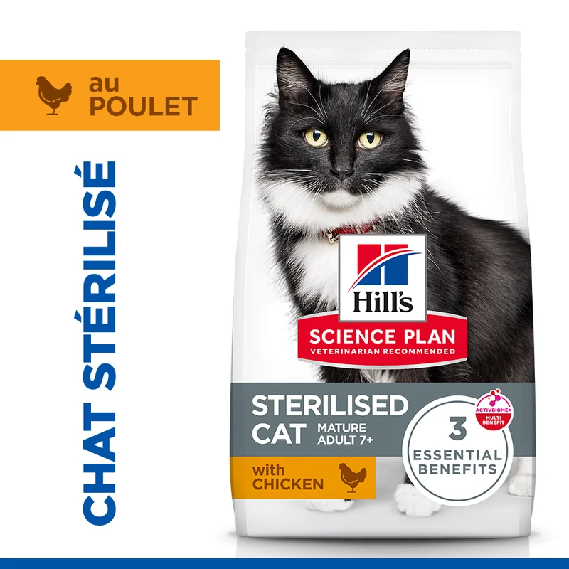 Hill's Science Plan Mature Adult 7+ Sterilised au poulet - croquettes chat