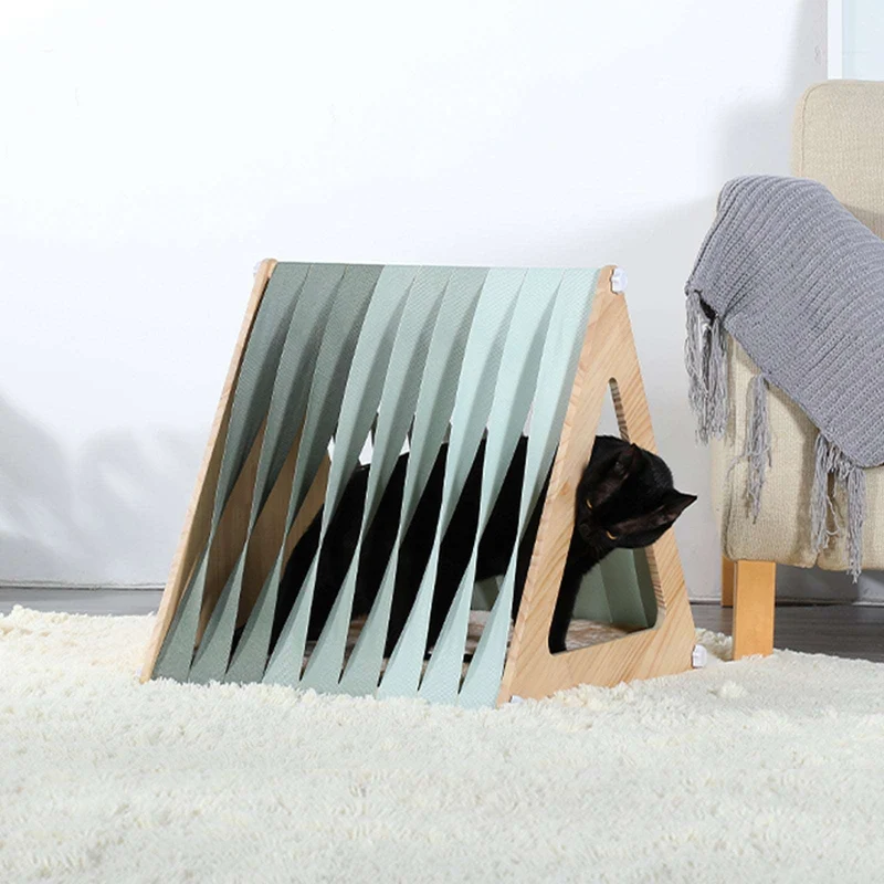PETSFIT Modern Style Wood Cat House with Soft Mat