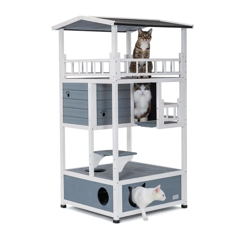 PETSFIT Outdoor Cat House Cat Tree Cat Condo Cat Shelter