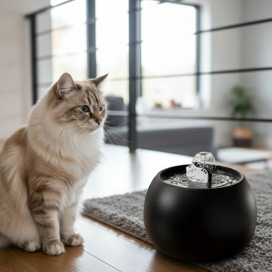 FONTAINE A EAU CERAMIQUE CHAT | L'Oasis du Chat