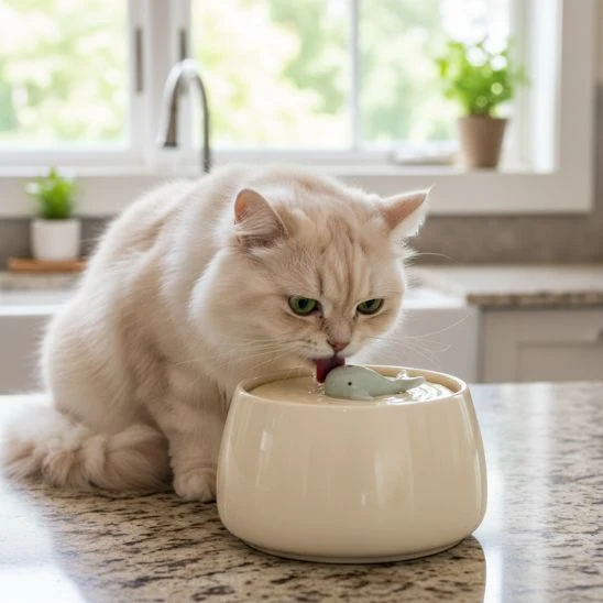 FONTAINE EAU CHAT CERAMIQUE | CéraSource