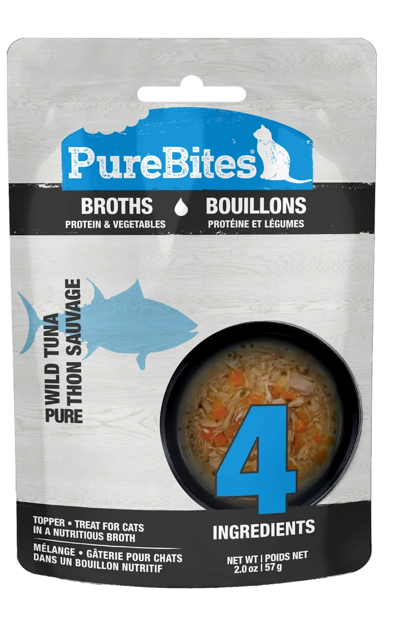 PureBites - Chat Thon et Crevette avec Légumes en Bouillon - Garniture pour Chats en Sachet