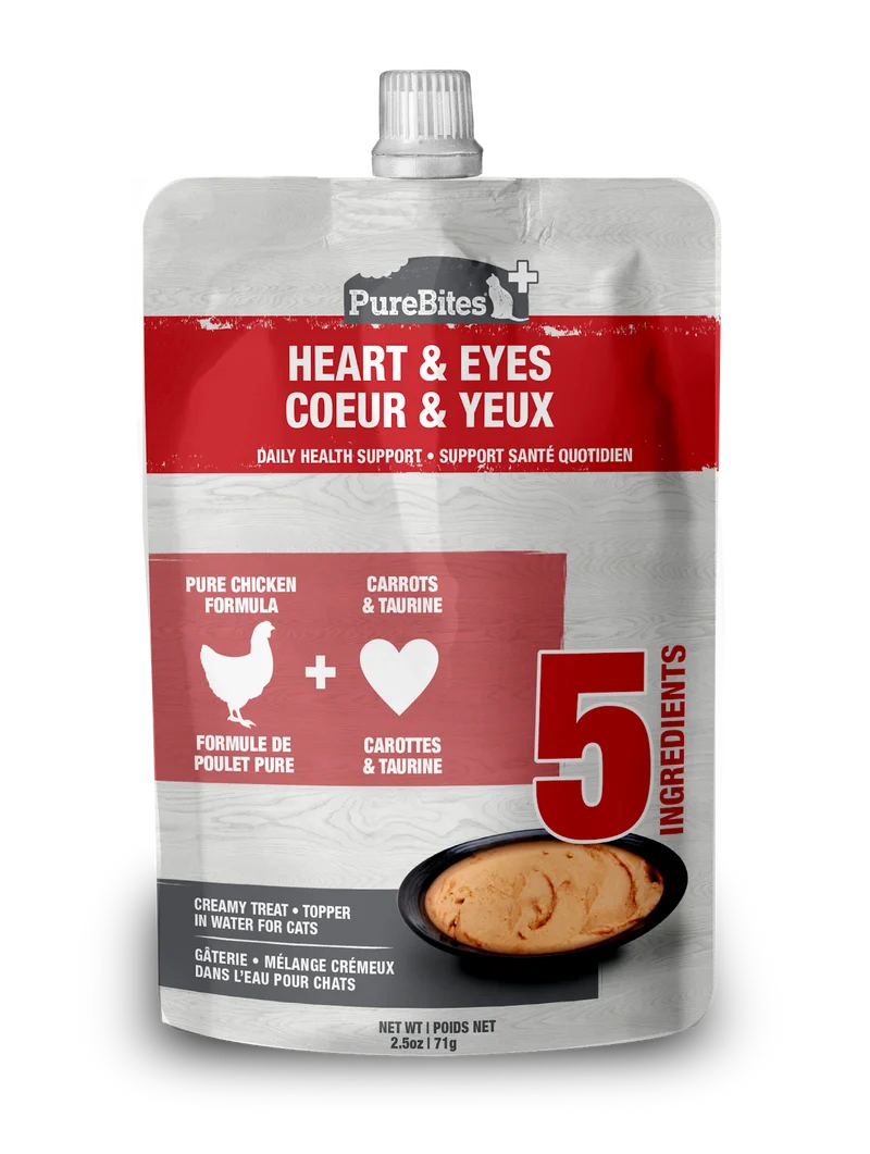 PureBites - Chat Coeur et Yeux - Garniture ou Gâterie Crèmeux dans l'Eau pour Chats en Sachet