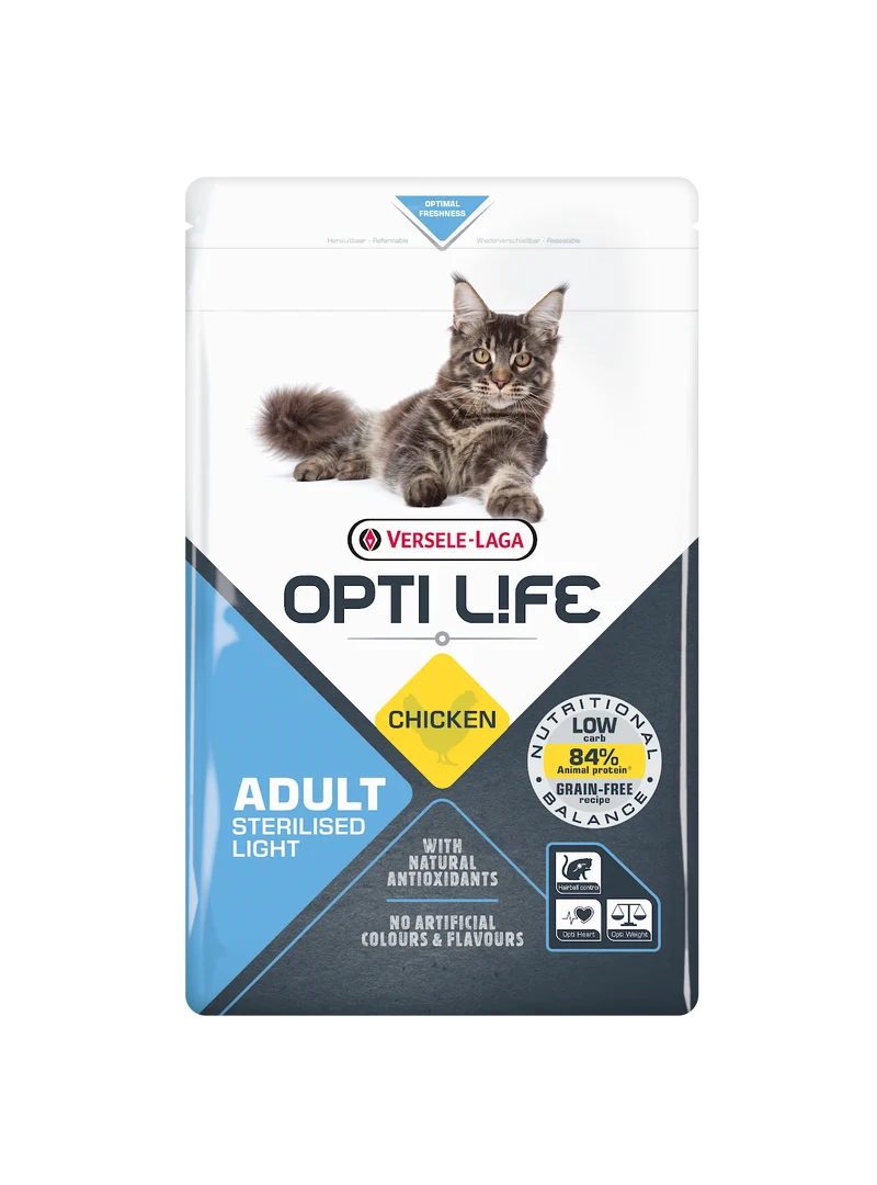 Opti Life - Chat Adulte Stérilisé et Lèger Poulet - Nourriture Sèche pour Chats