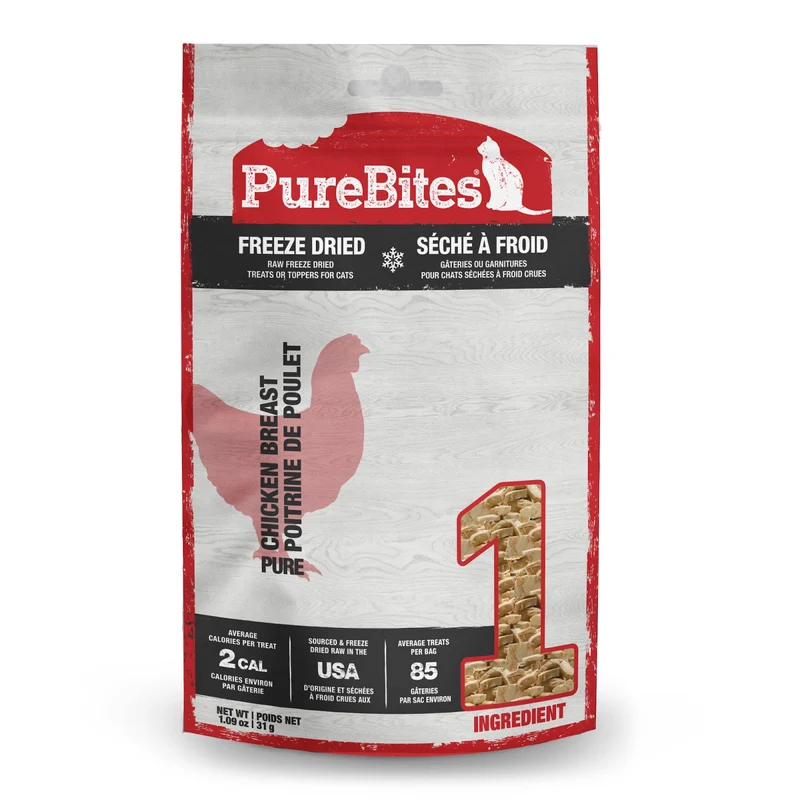 PureBites - Poitrine de Poulet - Gâteries ou Garnitures Lyophilisées pour Chats
