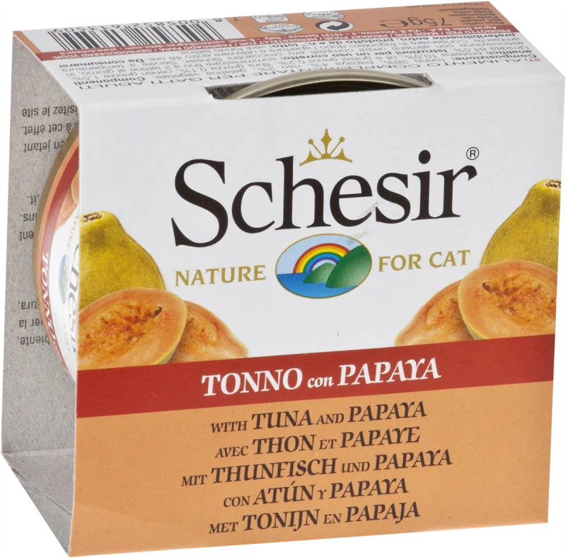 Schesir - Chat Adulte Thon, Morceaux de Papaye et Riz - Nourriture Humide pour Chats