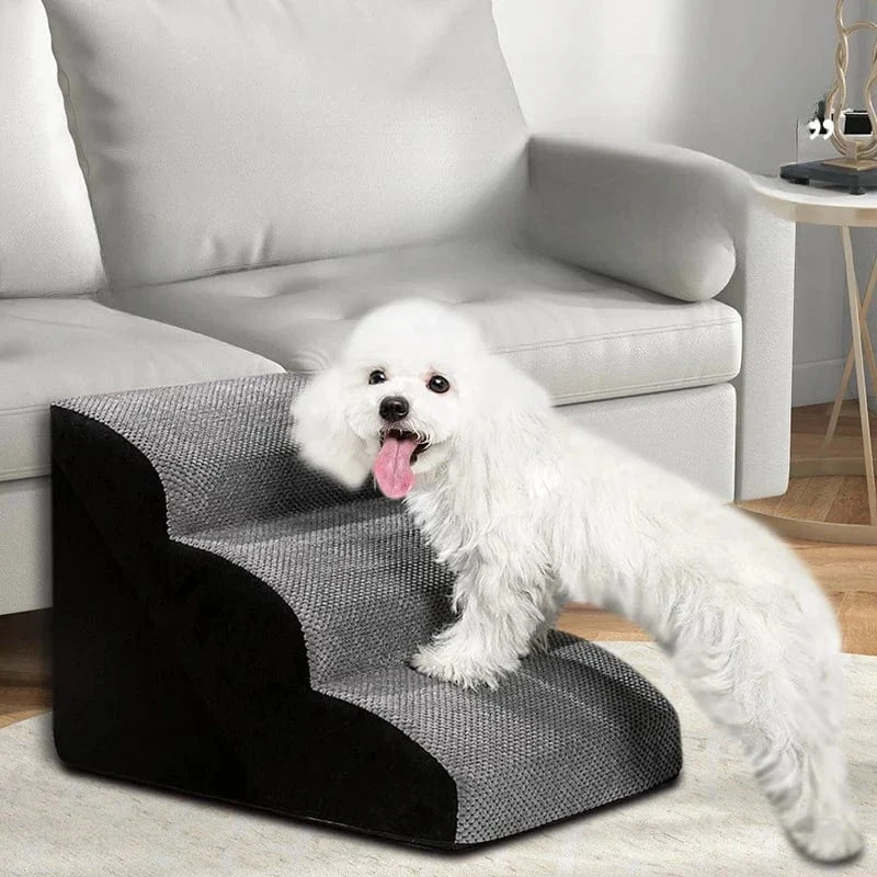 Rampe d'escalier lavable pour animaux – mousse mémoire, 2 ou 3 marches