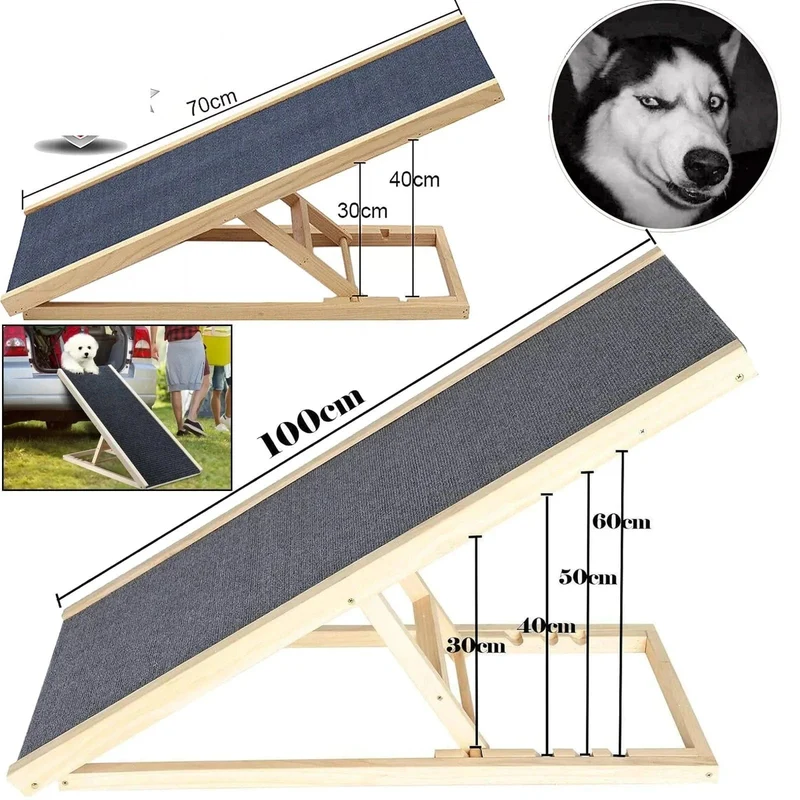 Rampe réglable en bois pour animaux – escalier antidérapant