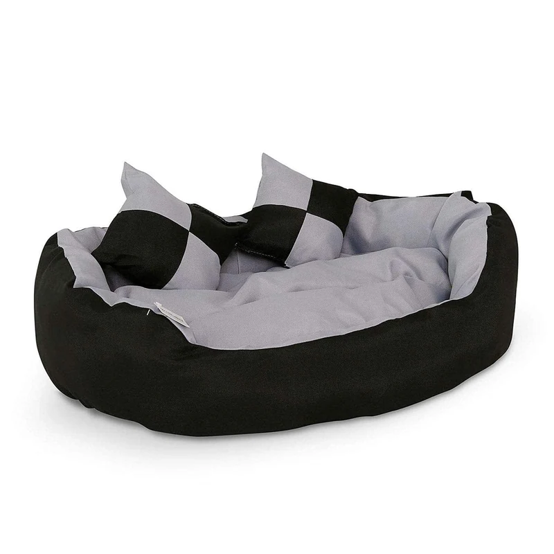 Lit/canapé lavable avec coussin réversible pour chien - gris/noir