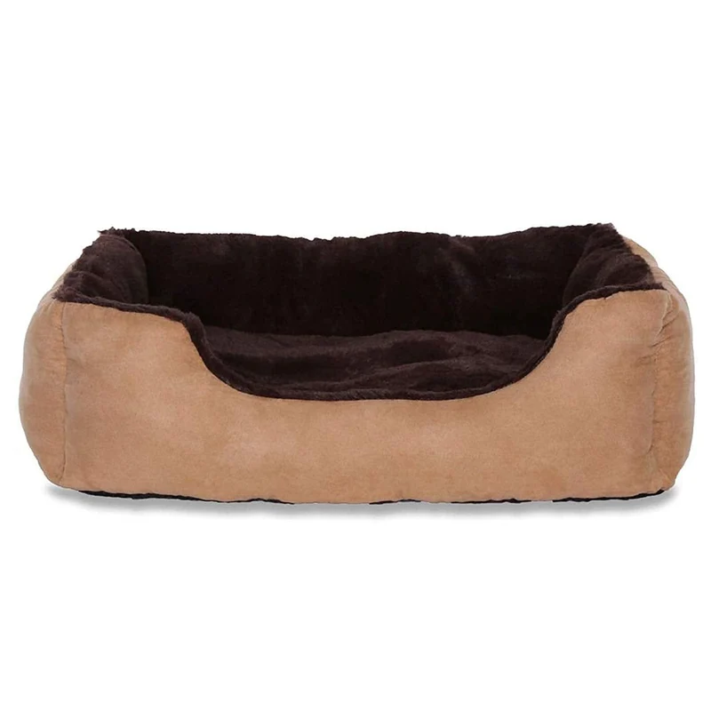 Lit panier pour chien avec coussin - taille S, gris/noir