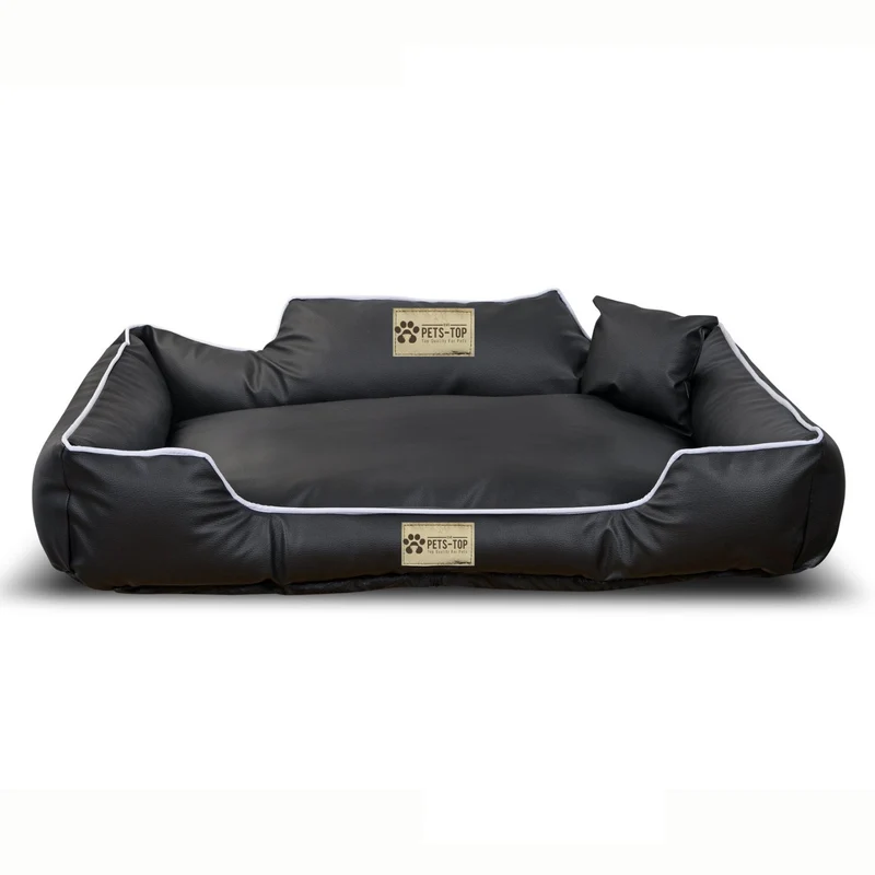 Panier de luxe rectangulaire pour chien, en cuir écologique