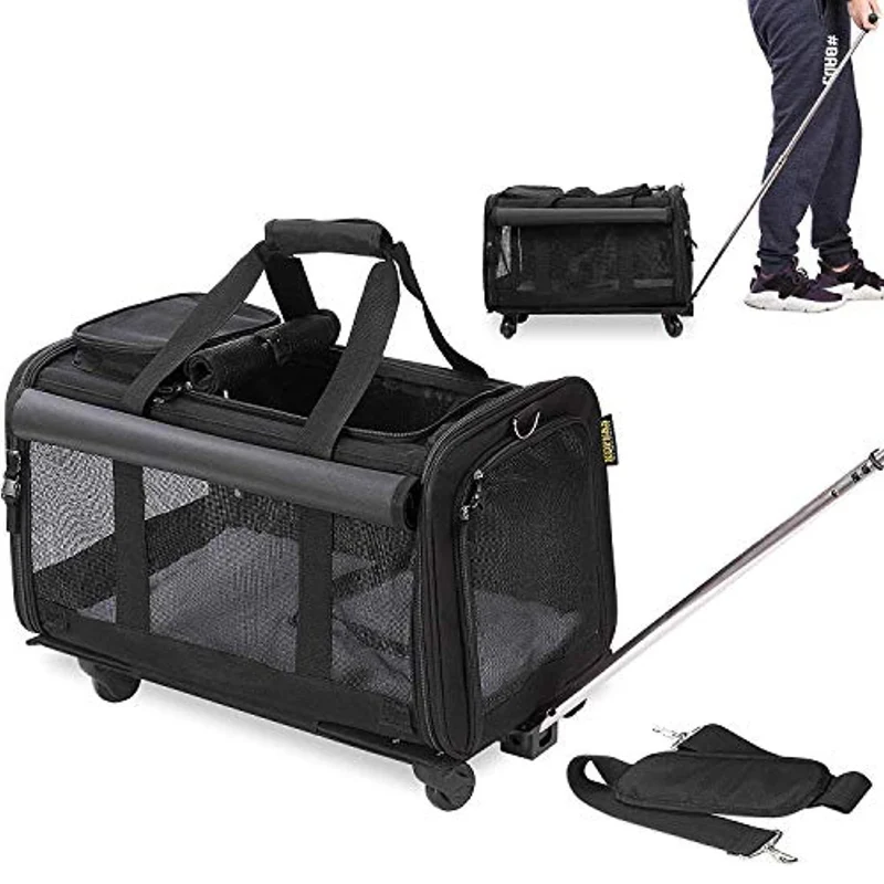 Sac de transport souple à roulettes pour animaux de compagnie