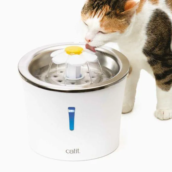 Abreuvoir avec fleur et dessus en acier inoxydable Catit