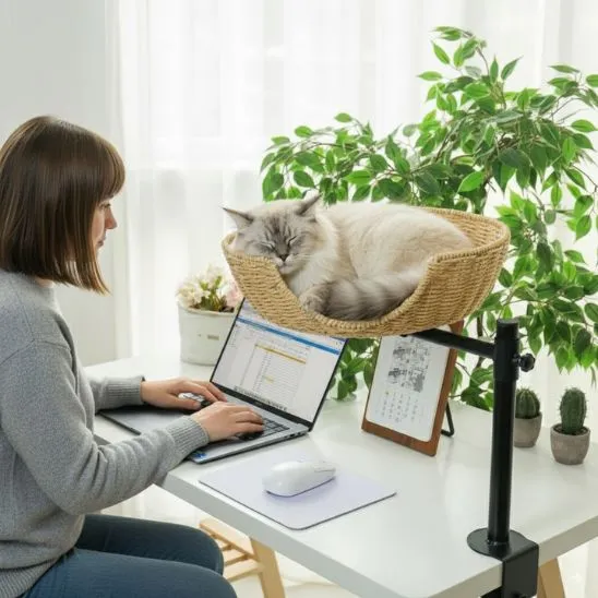 Panier osier pour chat suspendu