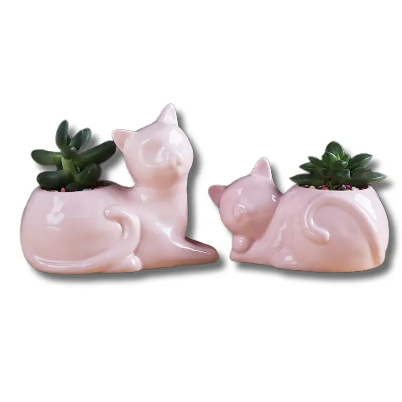 Pot en Céramique Chat pour Bureau