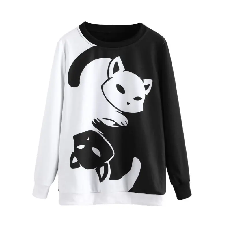 Pull Noir et Blanc Chat