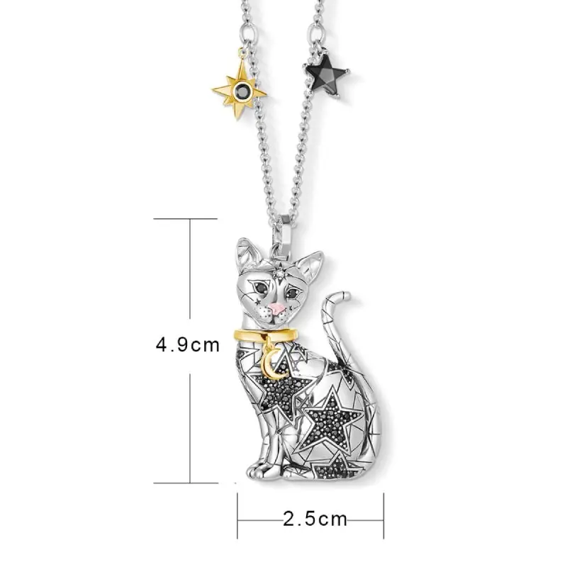 pendentif chat assis avec étoiles