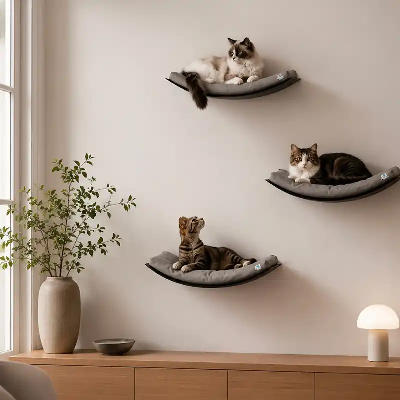 Lit hamac mural avec coussin confort pour chat design