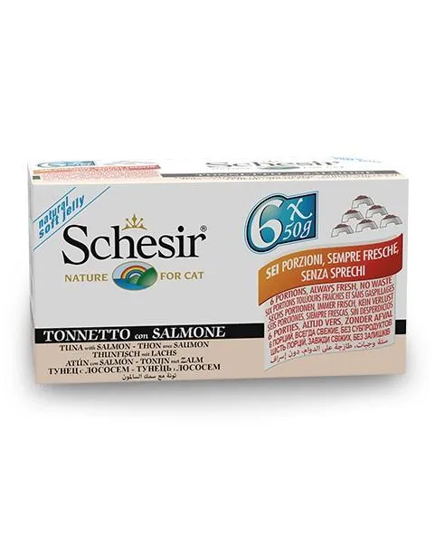 Conserve pour chat Schesir - Thon et saumon paquet de 6