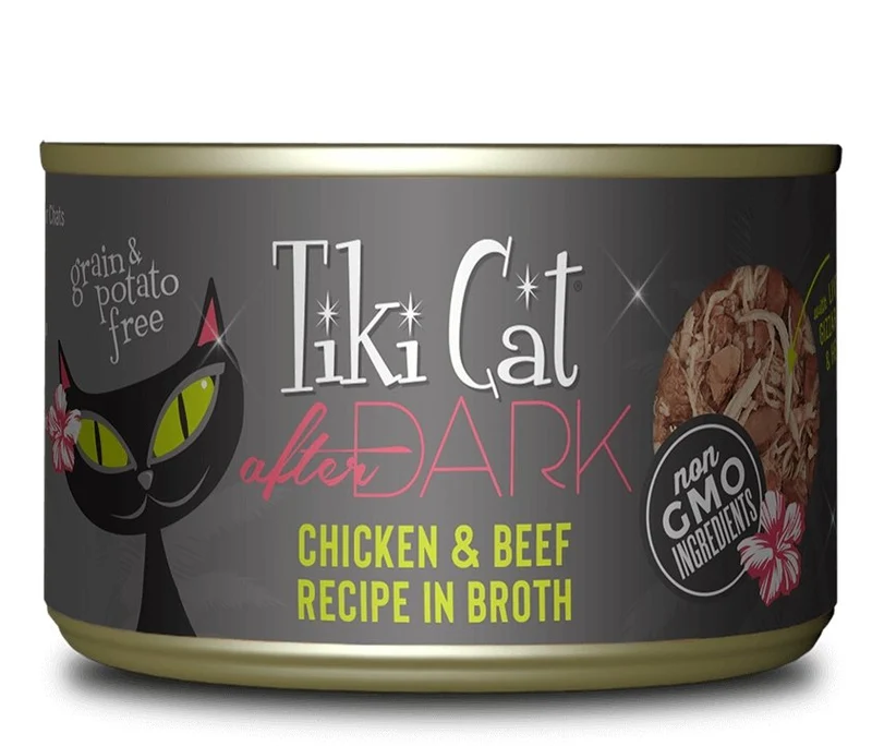 Tiki Cat After Dark, conserve pour chat recette de poulet et boeuf