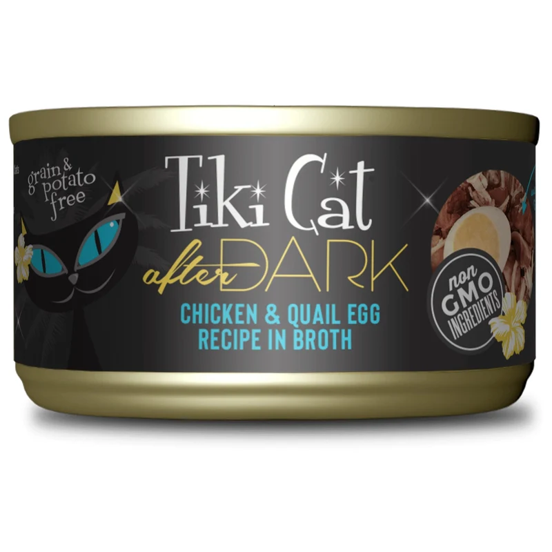 Tiki Cat After Dark, conserve pour chat recette de poulet et oeuf de caille