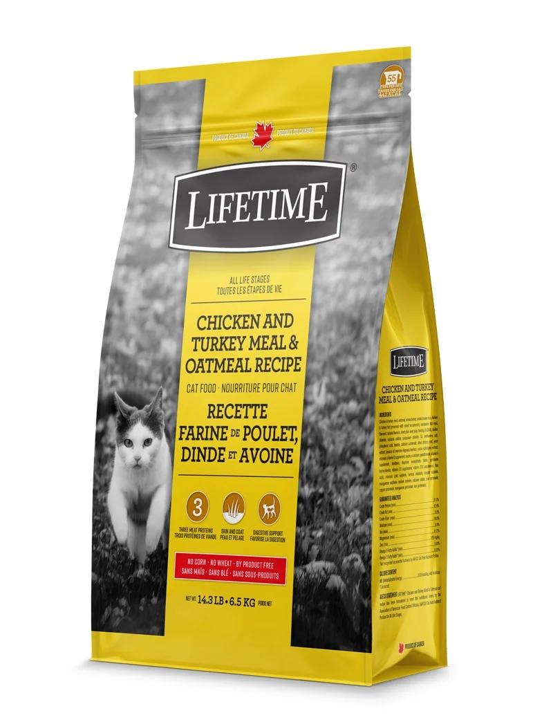 Lifetime - Chat Poulet, Dinde et Avoine - Nourriture Sèche pour Chats