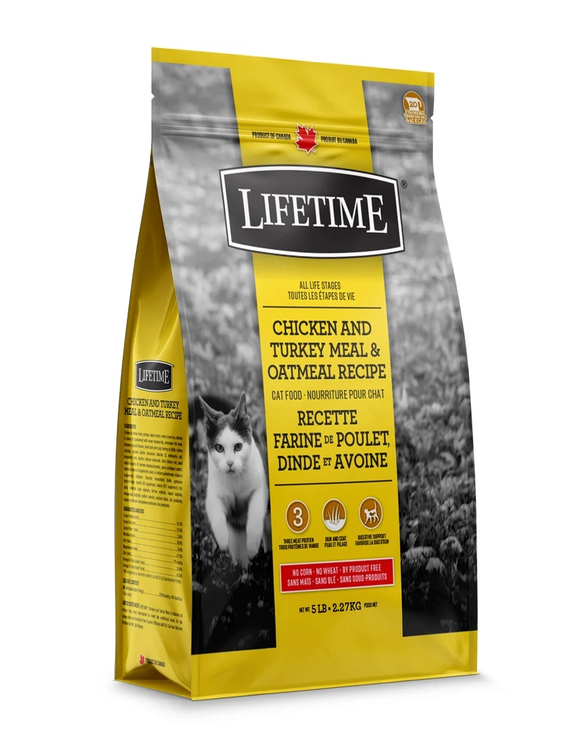 Lifetime - Chat Poulet, Dinde et Avoine - Nourriture Sèche pour Chats